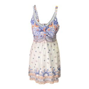 Bloomchic Women Swim Dress White Blue Flower With Bottoms Size 10 New